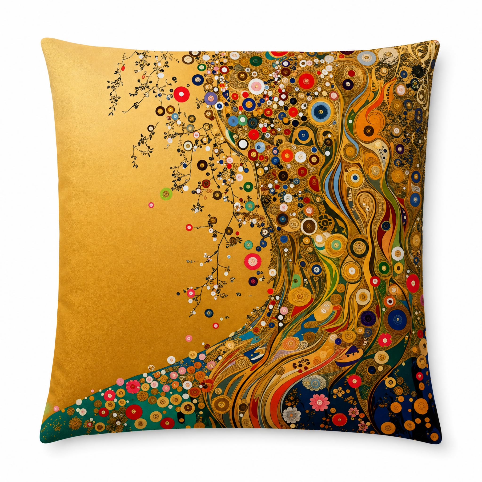 PVOODIRE Cushion Cover 40 x 40 cm Plush Tree of Life Motif Soft Decorative Cushion for Living Room Sofa without Filling