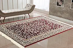 Tapete Persa Belga Cl�ssico 200x140m Lav�vel com Franjas � Sala Quarto Luxo Macio e Dur�vel (COR03, 140x100)