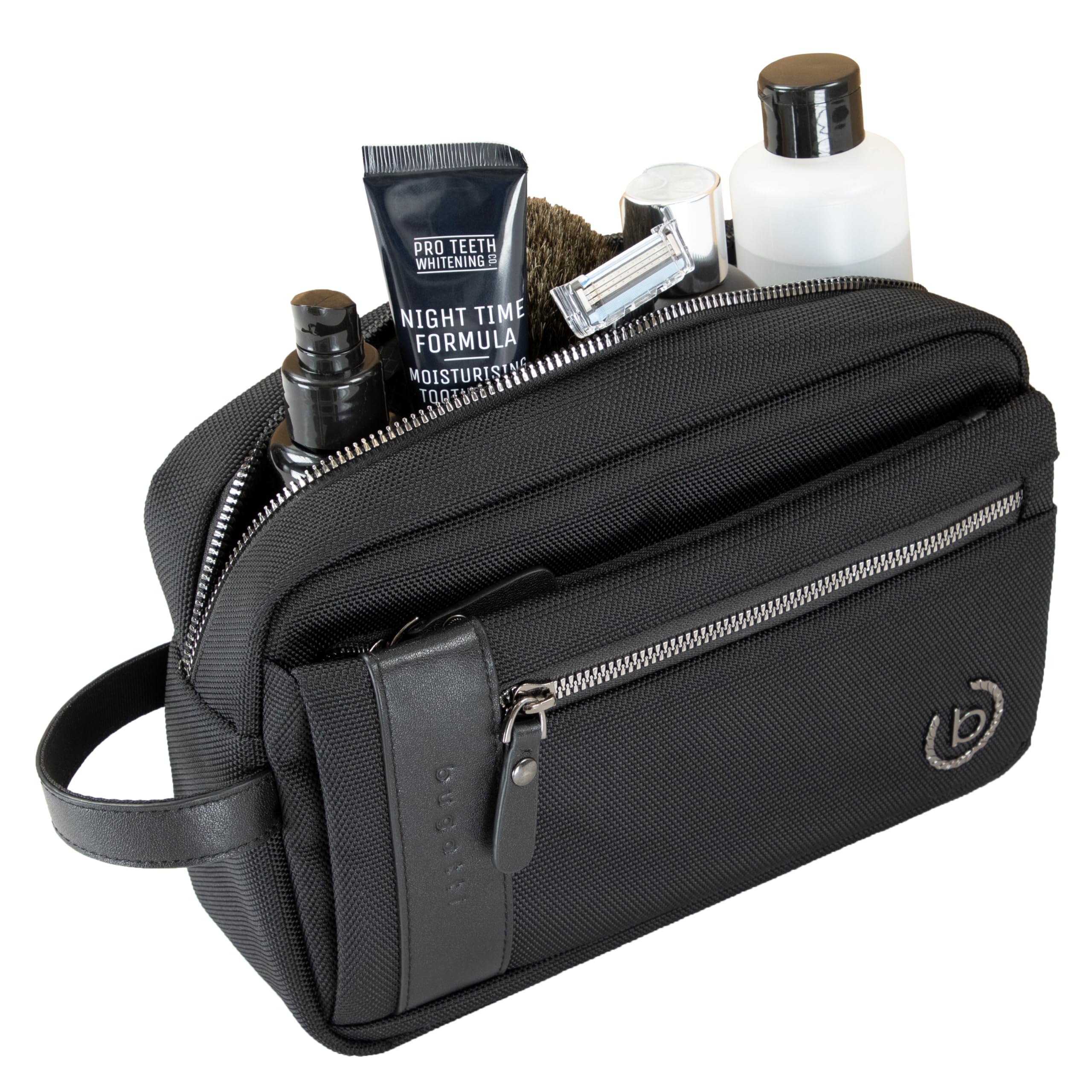 bugatti Nero, Herren - Kulturbeutel Waschtasche Reiseetui Necessaire Kulturtasche Kosmetiktasche - schwarz