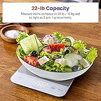 Vista 2 de Etekcity - Báscula de cocina digital de 22 lb, pesa gramos y onzas - Herramienta recargable e impermeable para pérdida de peso, cocina, repostería