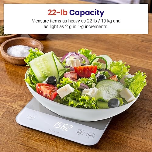 Miniatura 2 de Etekcity Food Kitchen Scale, 22lb Digital Weight Scale Grams and Ounces Rechargeable Waterproof Tool for Weight Loss, Cooking, Baking, Meat, Bread