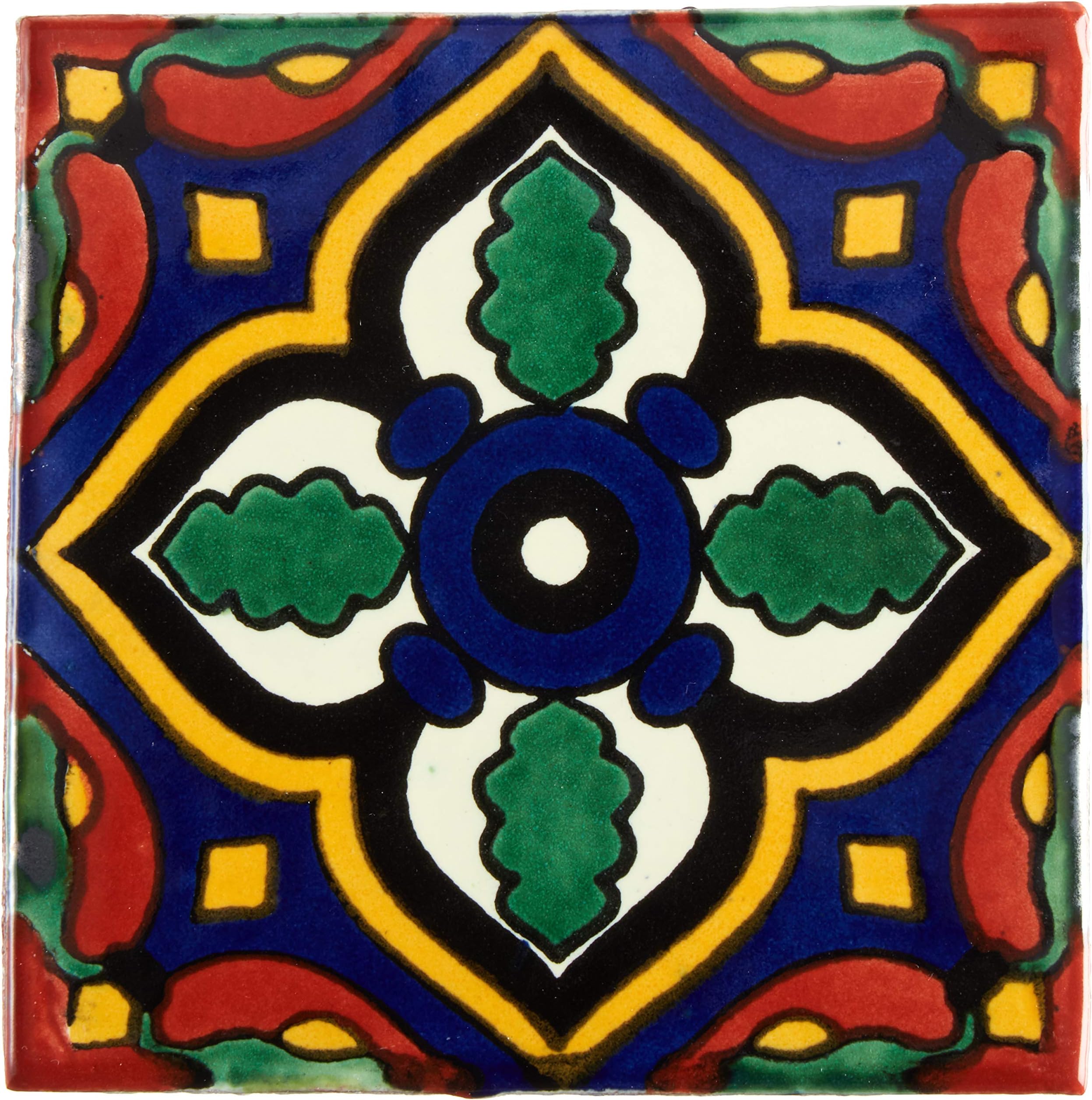 Ceramic Talavera Mexican Tile 4x4", 9 Pieces (NOT Stickers) A1 Export Quality! - EX65A