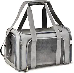 Bolsa Pet Transporte 40x25x25 8 kg Dobrável Lados Ventilados Cães Gatos Pequeno Médio Porte Impermeável Alças Reforçadas Tela Respirável Viagem Avião Carro Confortável Compacta e de Alta Durabilidade