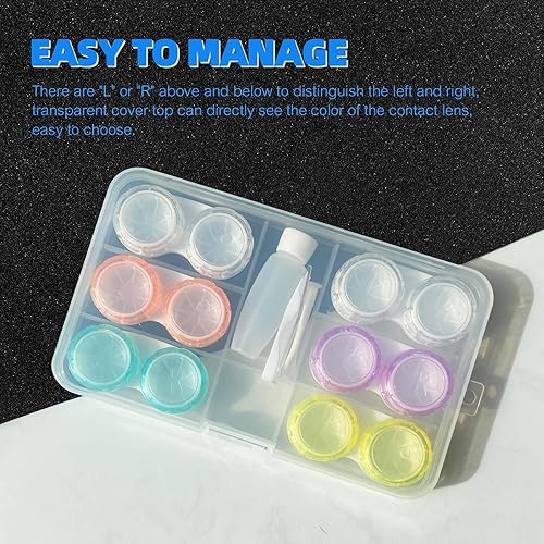 Miniatura 3 de Estuche para lentes de contacto de color, estuche de lentes de contacto de color transparente con juego de herramientas de palo, paquete de 6 fundas