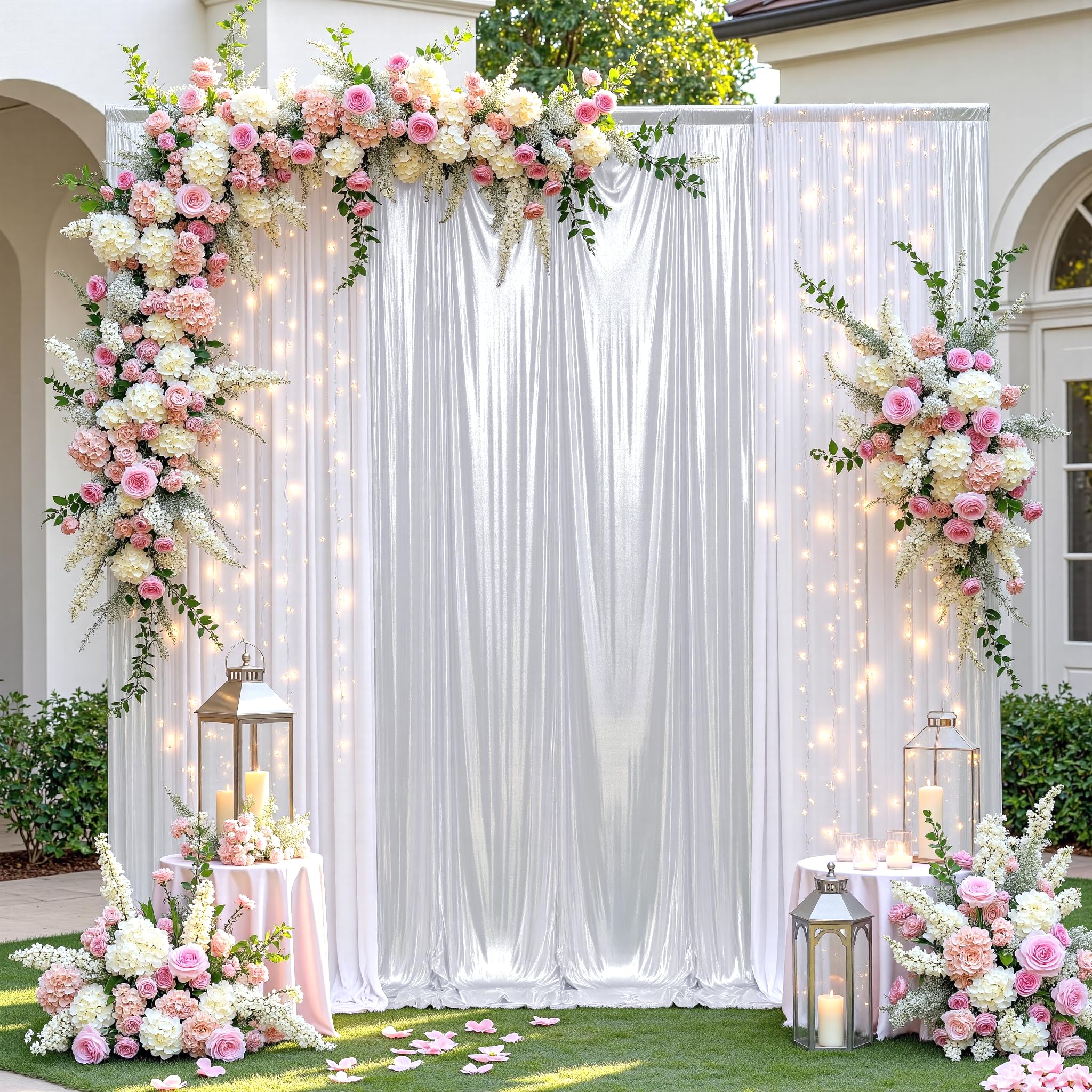 Amazon.com : 10ftx10ft Sequin Silver Backdrop Curtain Panels for