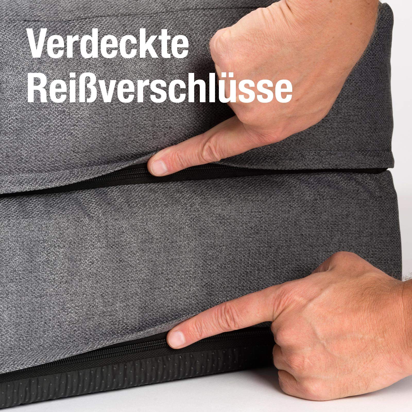 JAMAXX Premium 2-in-1 Hunde-Sofa - Orthopädisch Memory Visco, Abnehmbare Polster, Abnehmbarer Bezug Waschbar, Weiches Fleece oder Lammfell/Sherpa, PDB3014 (S) 65x50 grau+grau Fleece