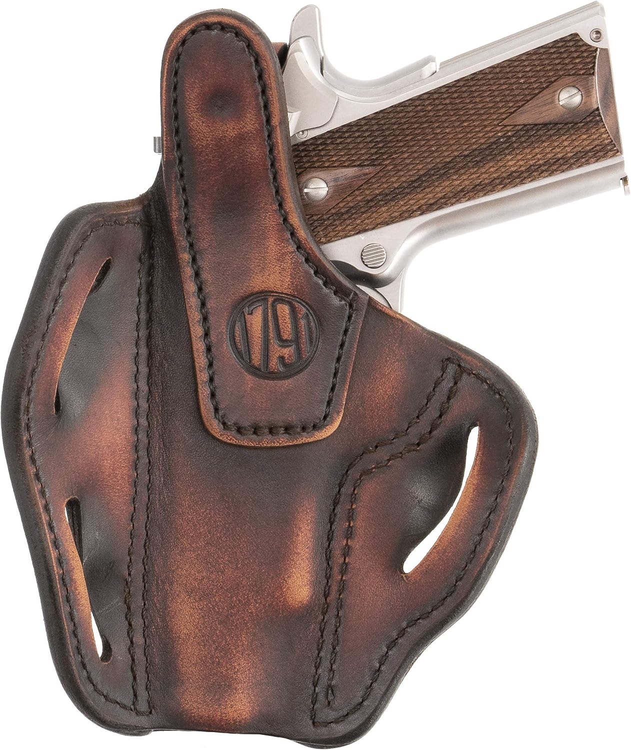 1791 Gunleather 1911 Holster and Mag Pouch Bundle - Right Handed OWB Leather Gun Holster Cocked & Locked and Mag Holster - Vintage