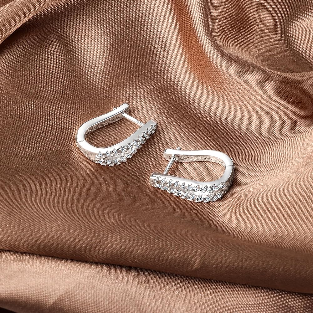 Orecchini A Cerchio ALEXCRAFT A Mezzaluna In Oro 14K: Piccoli Cerchi Con Zirconi Per Donne, Ipoallergenici In Argento 925