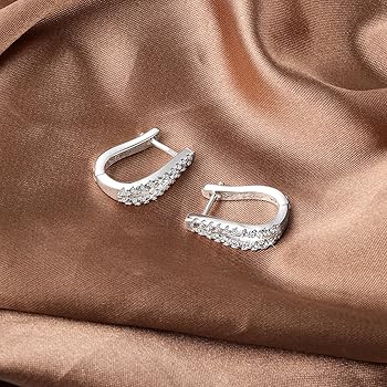ALEXCRAFT Orecchini A Cerchio Doppi Argento 925 Con Zirconi - Piccoli E Brillanti