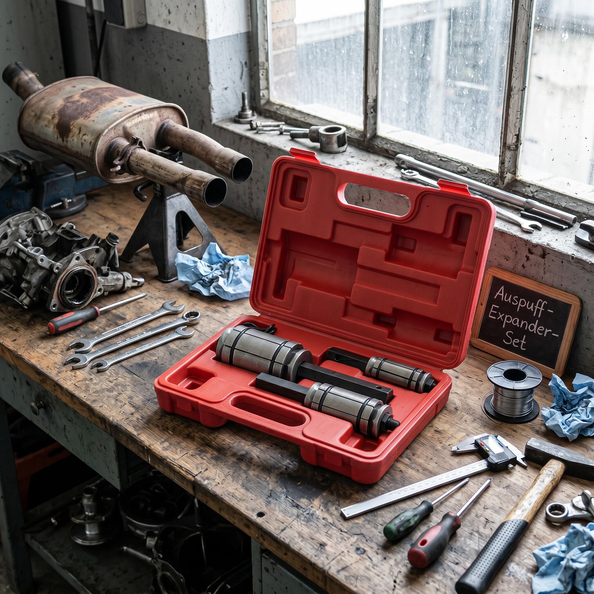 Rohrspreizer Set 3-teilig, Auspuff Endrohr Expander, Rohrausweiter für Schalldämpfer, Werkzeugset für Rohrmontage