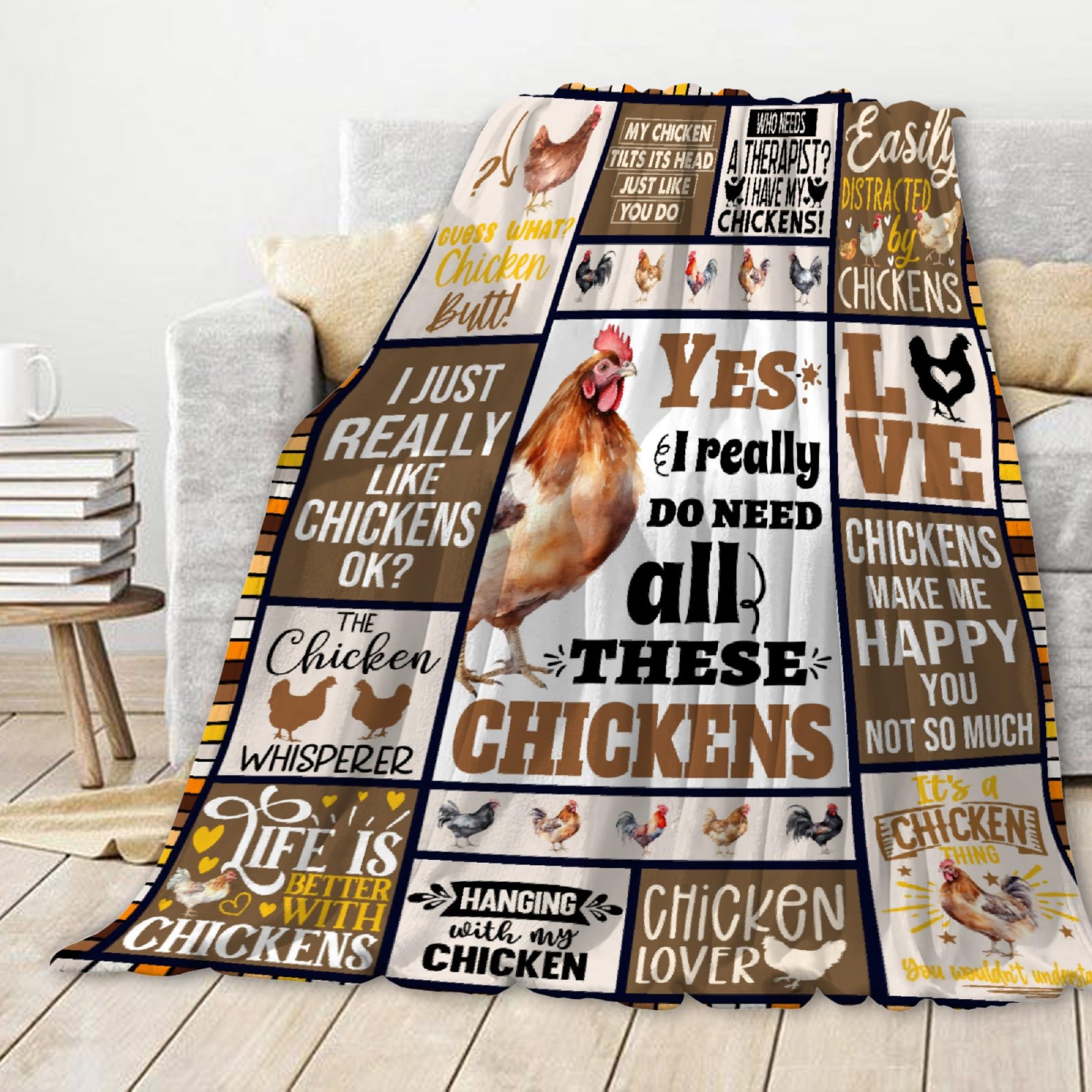 Chicken Throw Blanket | Gifts for Kids Boys Girls | Plush Cozy Rooster Bed Blanket for Home Decor | Decor for Bed/Couch/Sofa | 40