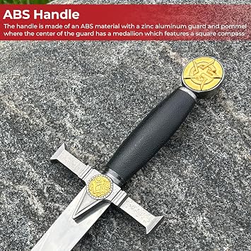 MedievalDepot Masonic and Medieval Ceremonial Daggers Freemason, Blazing Star, and Knights Templar Designs (Gray, Black)