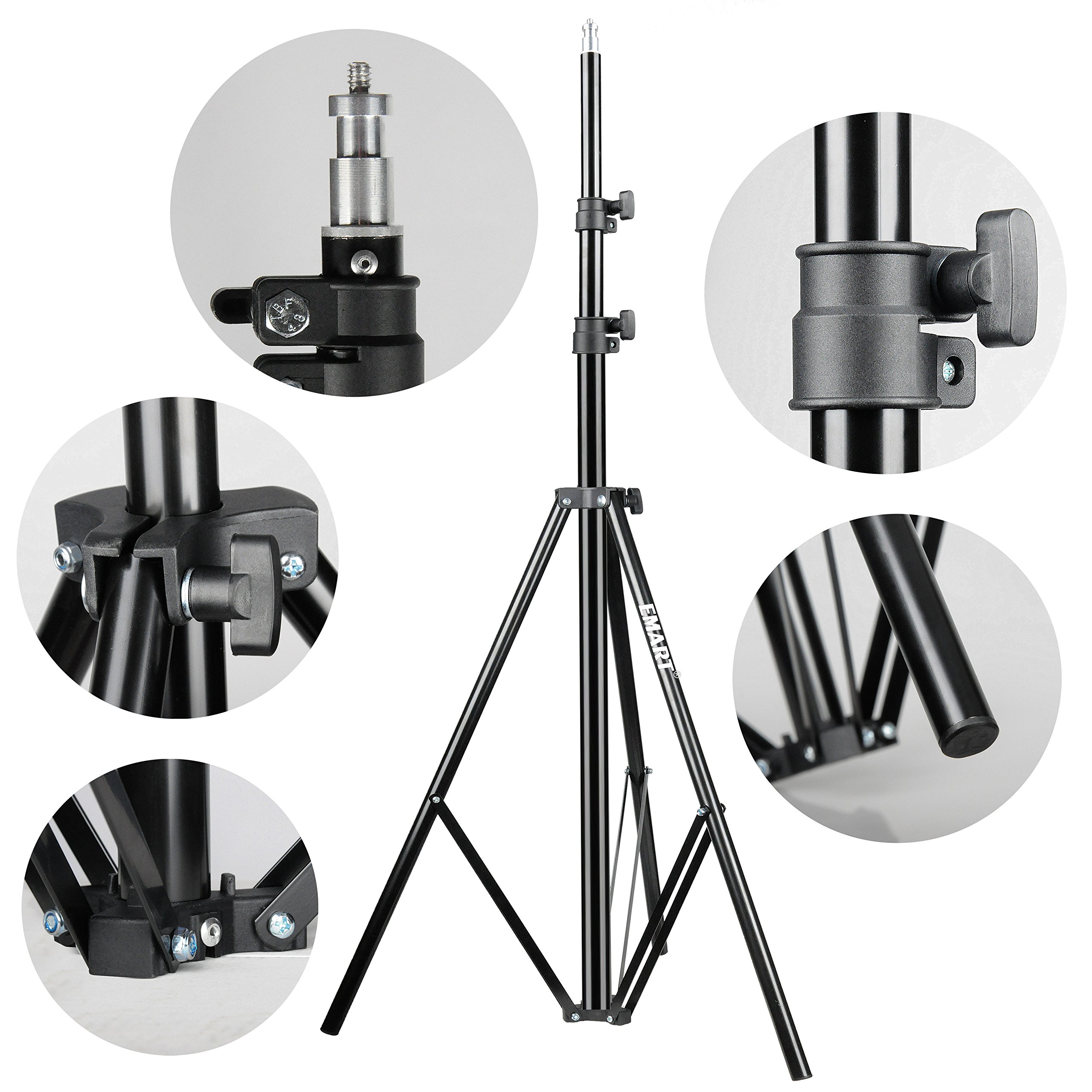 EMART 2,6 m, statyw ze stopu aluminium, 2 sztuki | Gwint 1/4", światło fotograficzne, parasol fotograficzny, softbox, kamera sportowa