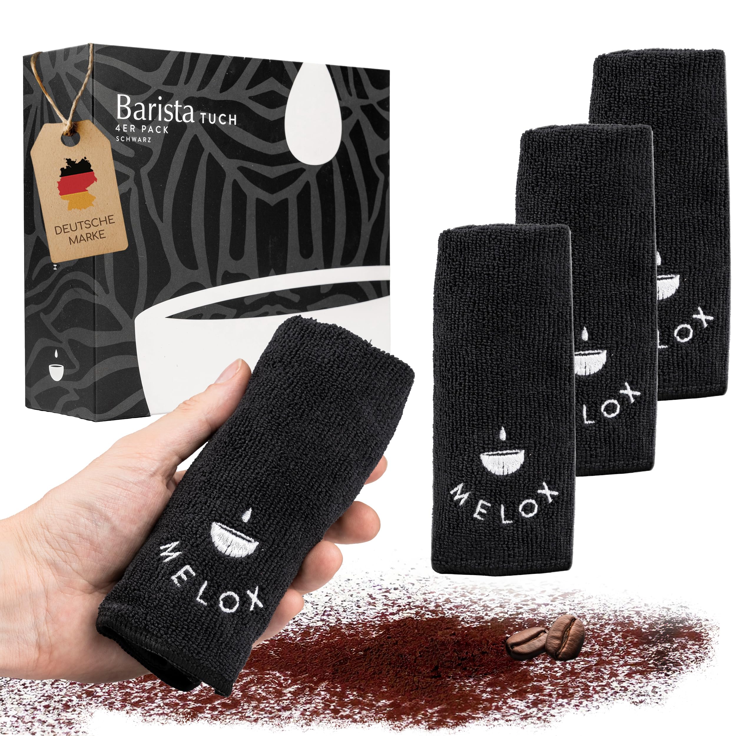 Kit Nettoyage Barista | 5 Chiffons Microfibre 30x30cm + 1 Brosse En Bois | Pour Machine à Café, Moulin