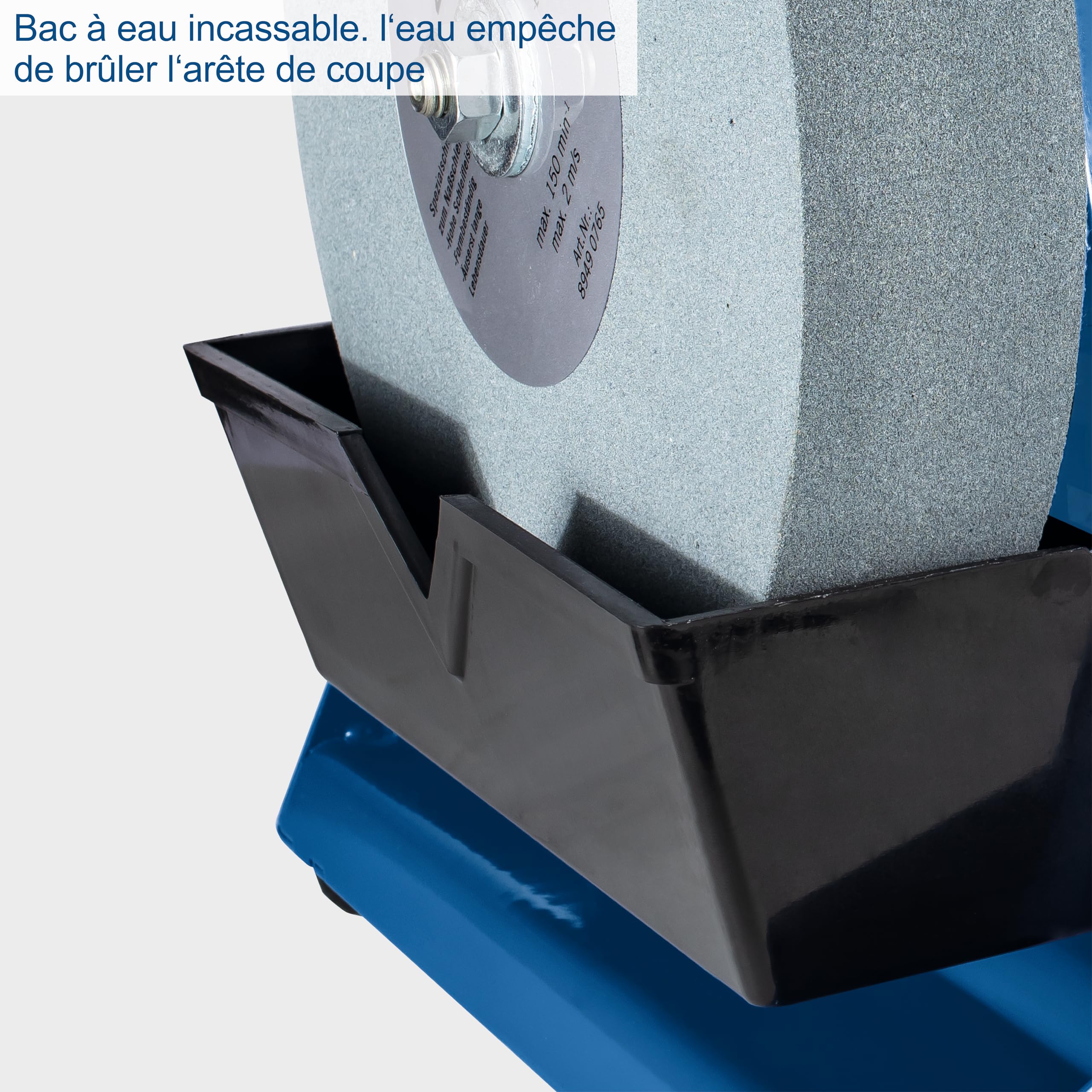Scheppach Affûteuse à Eau TIGER2500S| Moteur à induction 200W | Meule en corindon supérieur Ø250mm | Dispositif pour outils standard droits | Pâte à poncer | Disque à poncer | Gabarit d'angle