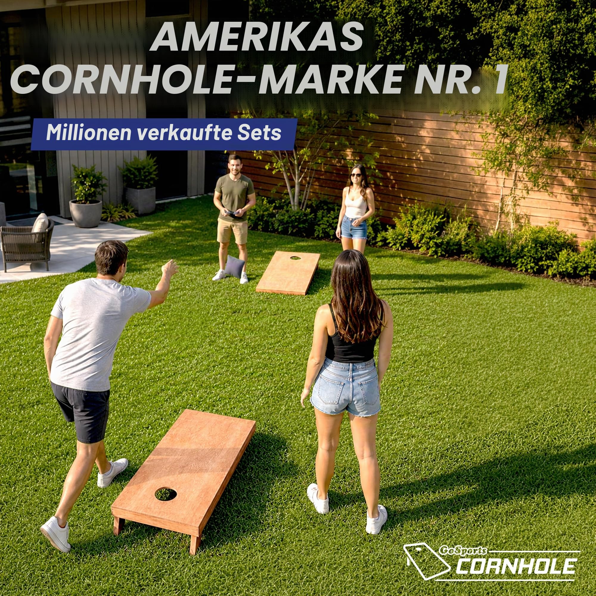 GoSports 4'x2' Regulation Size Wooden Cornhole Boards Set | Includes Carrying Case | Full Regulation Size Bean Bag Toss Boards