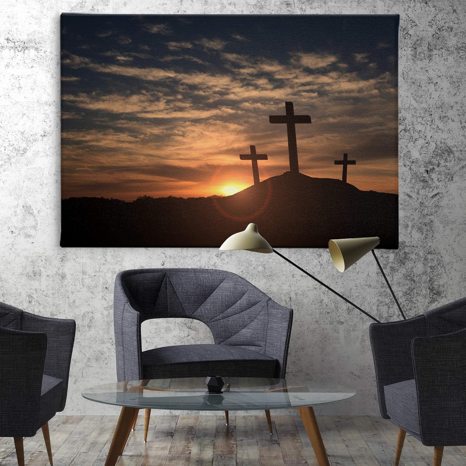 Best Famous Nature Canvas Art Wall Art Home Decor Panoramic or Multiple Panel Canvas Art (18L" x 12W", Three Crosses Christian Easter)