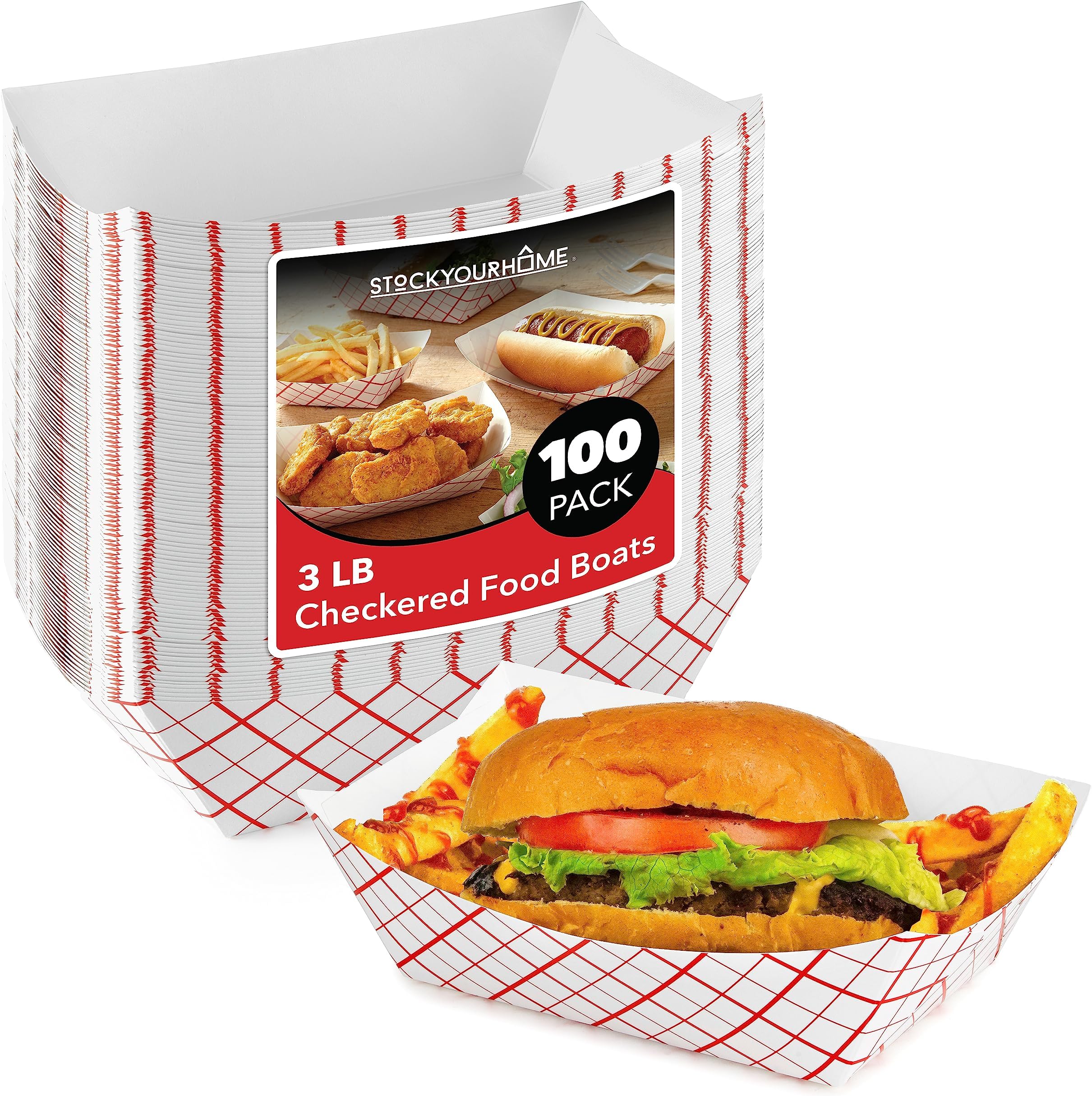 22oz Plastic Nacho Trays (100 Pack) Large Disposable Tray