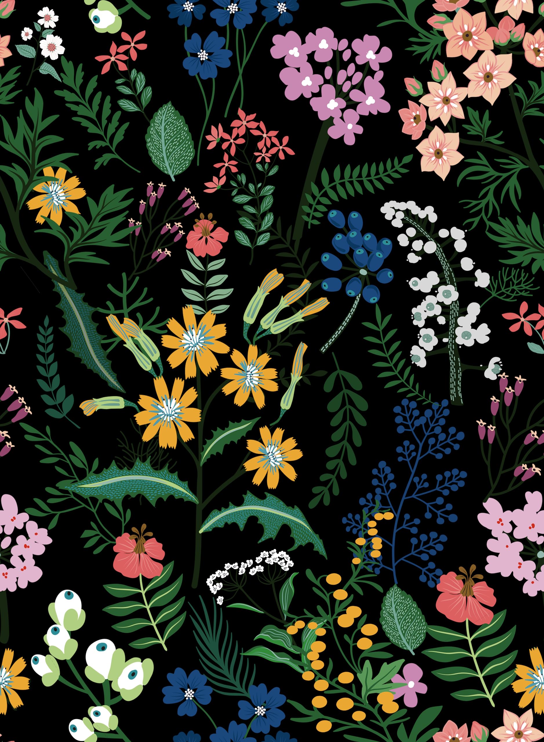 myforHD Tapete Selbstklebende Fototapete Wandpapier Blume Folie Dekorfolie Möbelfolie Klebefolie Pflanzen Laub Blumen Design 44cmX1000cm Vintage Wanddeko Wandtapete Wohnzimmer Schlafzimmer