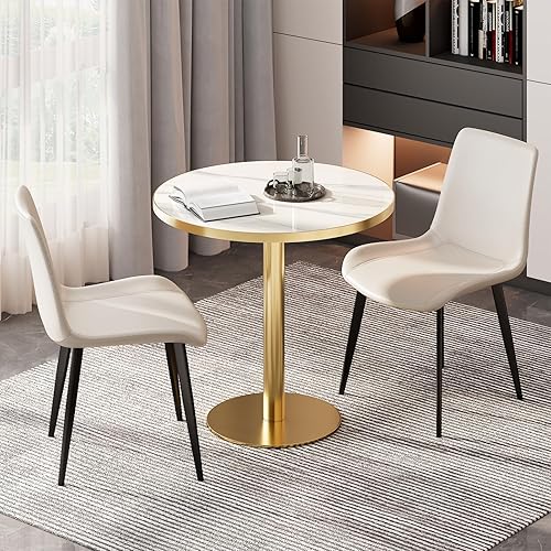 Miniatura 2 de Juego de 2 sillas de comedor, modernas sillas de comedor tapizadas de piel sintética con patas de metal resistentes y respaldo cómodo, sillas