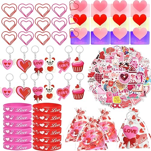 BANBALLON Regalos de fiesta del día de San Valentín, llaveros de amor, tarjetas de felicitación, calcomanías de clip de papel en forma de corazón,