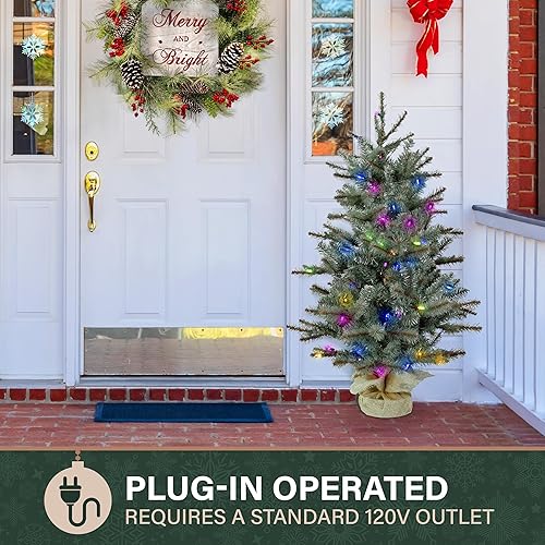 Miniatura 17 de Fraser Hill Farm Árbol de porche de 3 pies con luces LED multicolor Luces LED multicolor,Luces LED de color blanco cálido