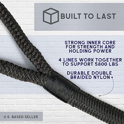 Bob's Industrial Supply BISupply - Línea de muelle de nailon, 4 líneas de lancha, tapa de 5800 libras, cuerda marina con brida de 3/8 pulgadas x 15