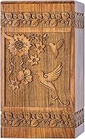 Vista 14 de INTAJ Urna de cremación de madera tallada a mano para cenizas humanas, diseño de árbol de la vida, capacidad de 250 libras, adecuada para hombres