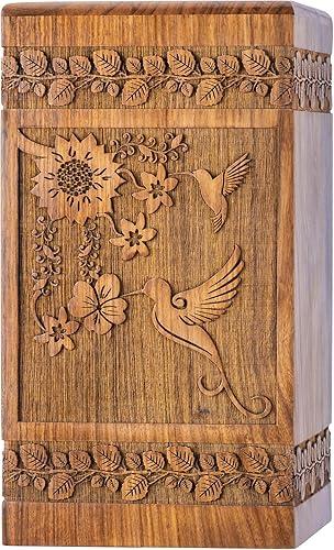 Miniatura 14 de INTAJ Urna de cremación de madera tallada a mano para cenizas humanas, diseño de árbol de la vida, capacidad de 250 libras, adecuada para hombres