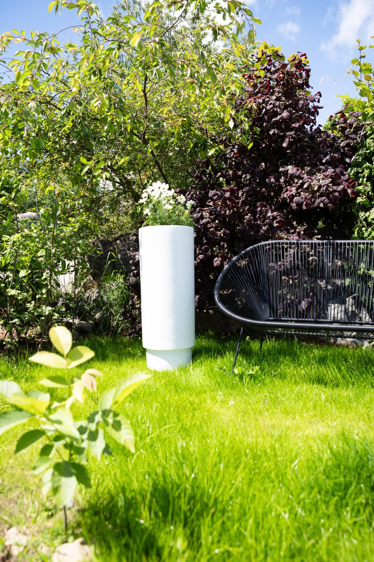 VIVANNO Vaso in Fibra di Vetro Escada Bianco Opaco, 90x35cm