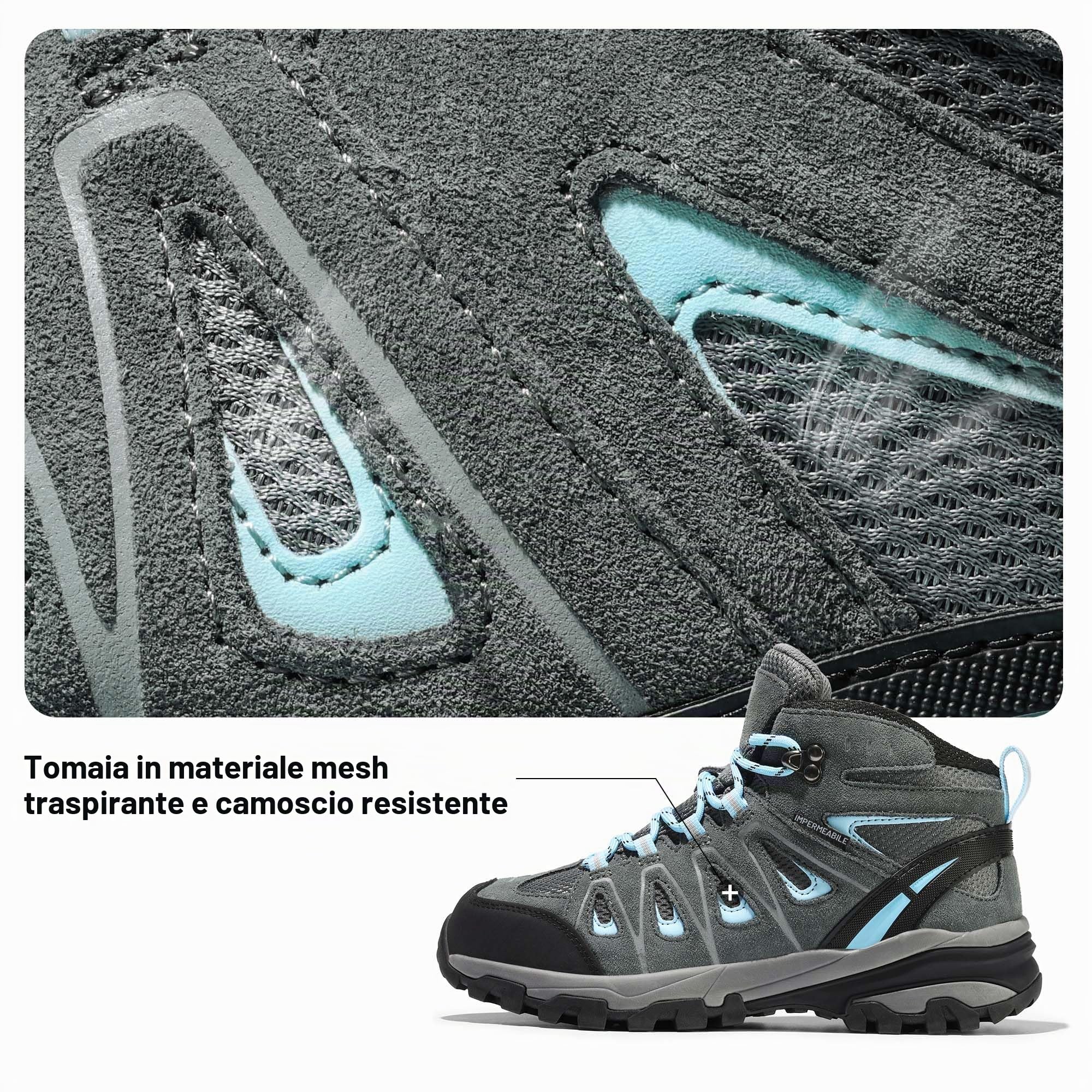 NORTIV 8 Scarpe da Trekking Impermeabili da Donna Scarponi da Montagna Trekking Antiscivolo Leggero Esterno Traspirante