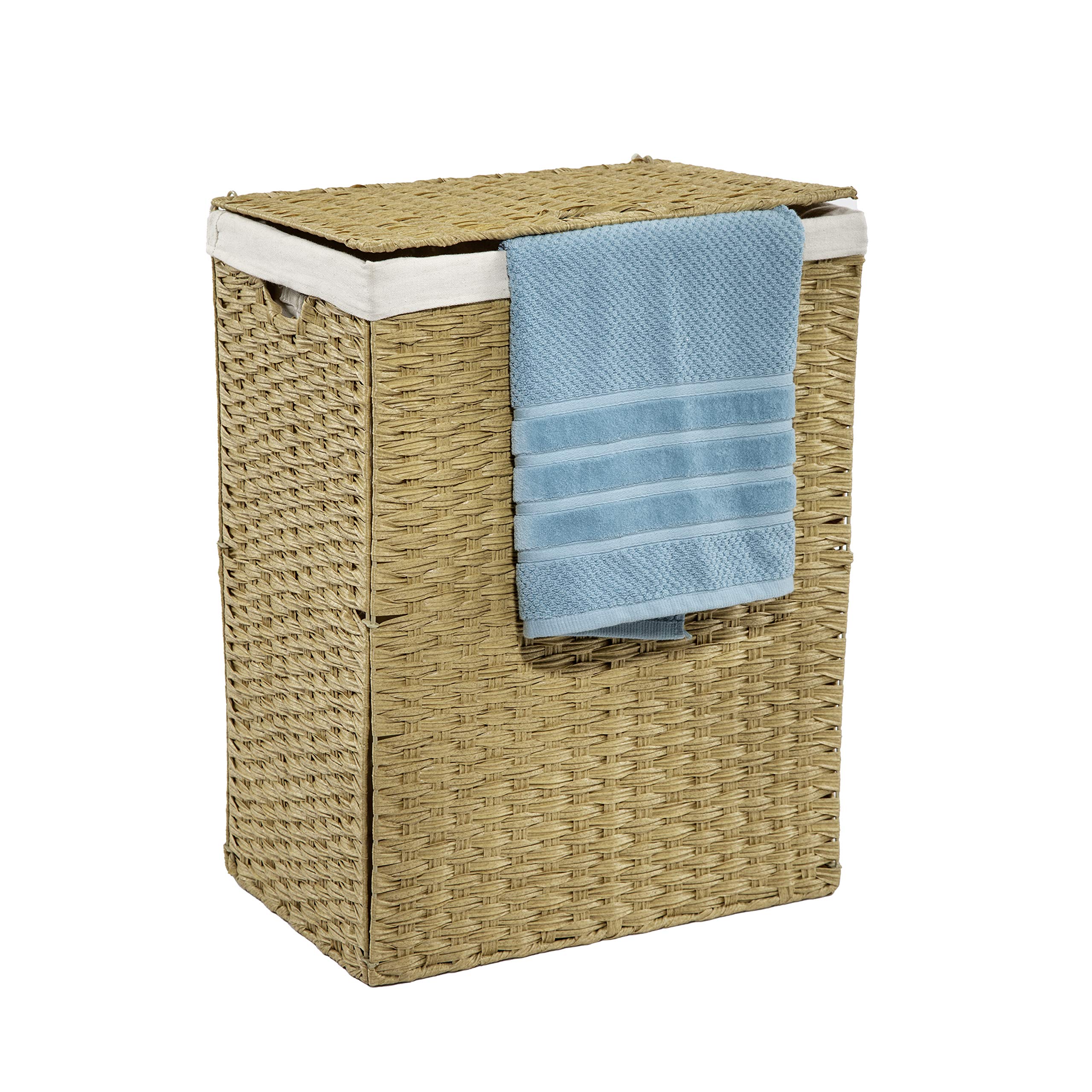 Seville ClassicsHousehold Storage for Clothes, Linens, Sheets, Canvas, Tan, Rectangular Hamper