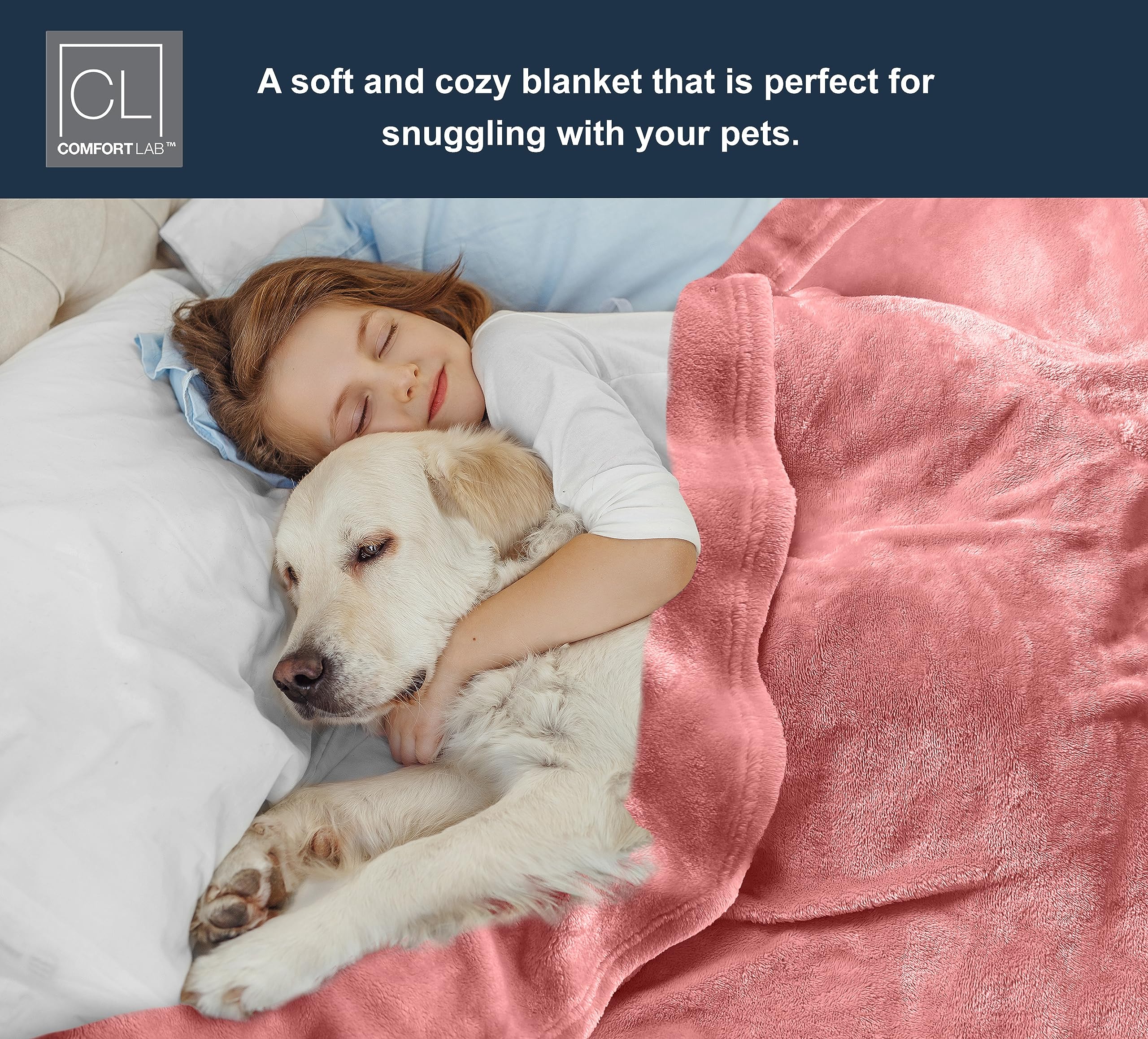 Comfort Lab Plush Flannel Throw Blanket - Soft, Lightweight, Giftable Fleece Blanket for Couch, Bed & Home Decor - Anti Pilling and Non Shedding Fleece Couch Throw - Kids/Pet (40