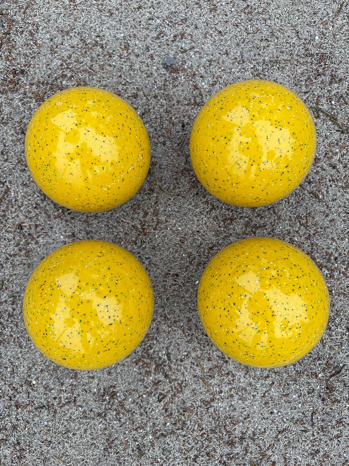 BuyBocceBalls Listing - Made in USA, Premium Quality Official Tournament GLO Bocce Set - 110mm Neon Speckled Yellow and Magenta Balls Bag; Regulation Size Balls 998 Grams (2 lbs. 3.2 oz)