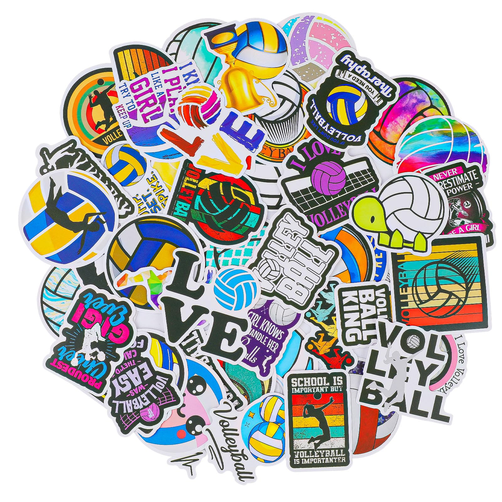 50 pezzi pallavolo idee regalo adesivi,Simpatici adesivi sportivi da pallavolo impermeabili regali sport impermeabile per laptop in vinile per adolescenti ragazze adulti skateboard bagagli moto