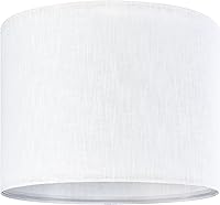 Vista 6 de Juego de 2 pantallas de lámpara de tambor de lino blanco puro de 13" superior x 13" inferior x 10" de alto (Spider) pantallas de lámpara