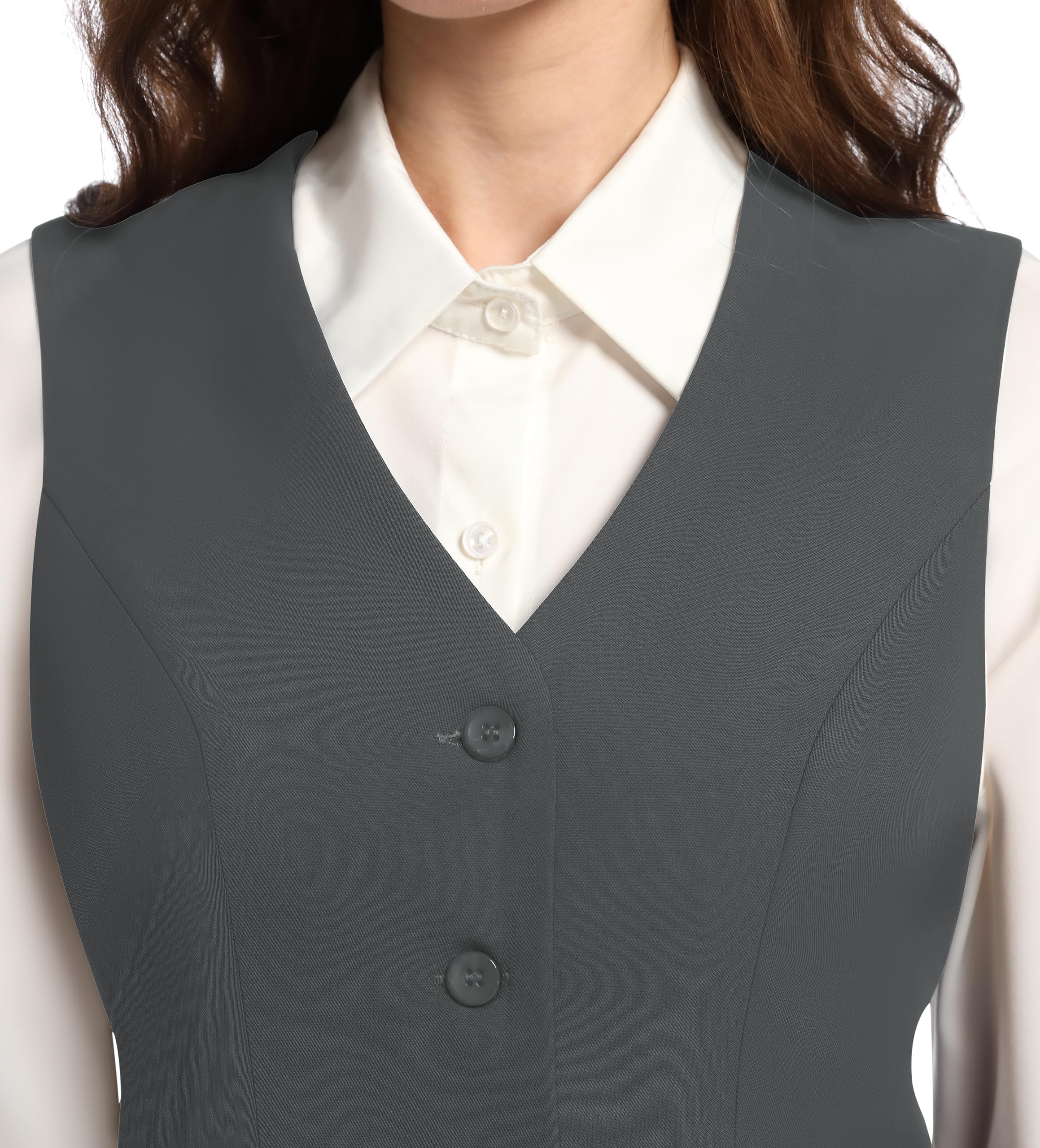 Damen Anzugweste V-Ausschnitt Button Up Blazer Business Casual Elegante Westen