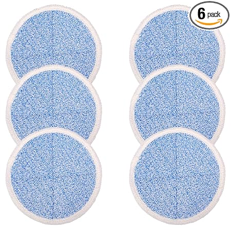 F Flammi 6 Pack Replacement Pads Heavy-Duty Scrub for Bissell Spinwave 2039A, 2124, 2307, 2315 Powered Hard Floor Mop (6Pack: Blue(Scrub))