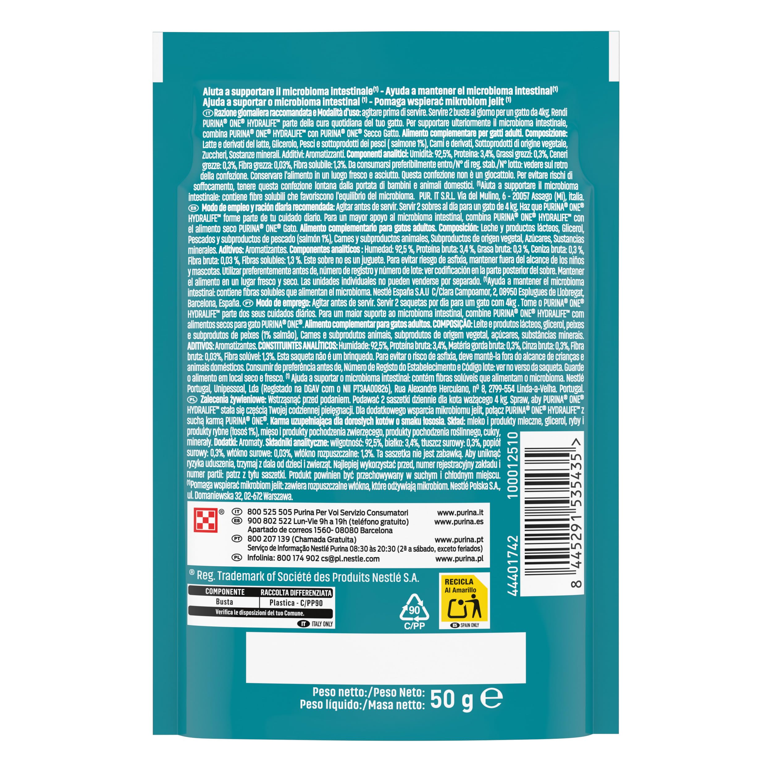 PURINA ONE HYDRALIFE 12 saszetek 50 gr żywności uzupełniającej z łososiem