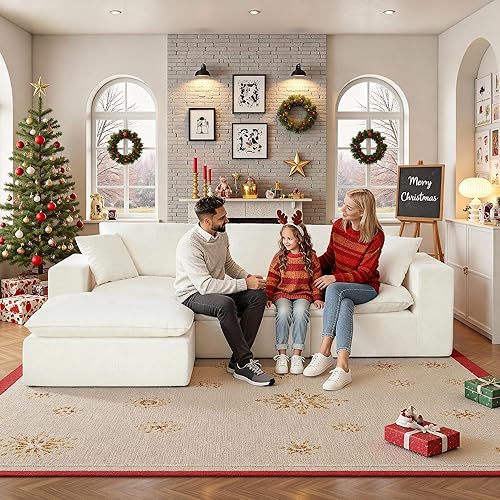 Miniatura 3 de Camillas seccionales de 108 pulgadas para sala de estar, sofá sin hueso, sofá modular modular con forma de L (blanco, 108.3 pulgadas - L)