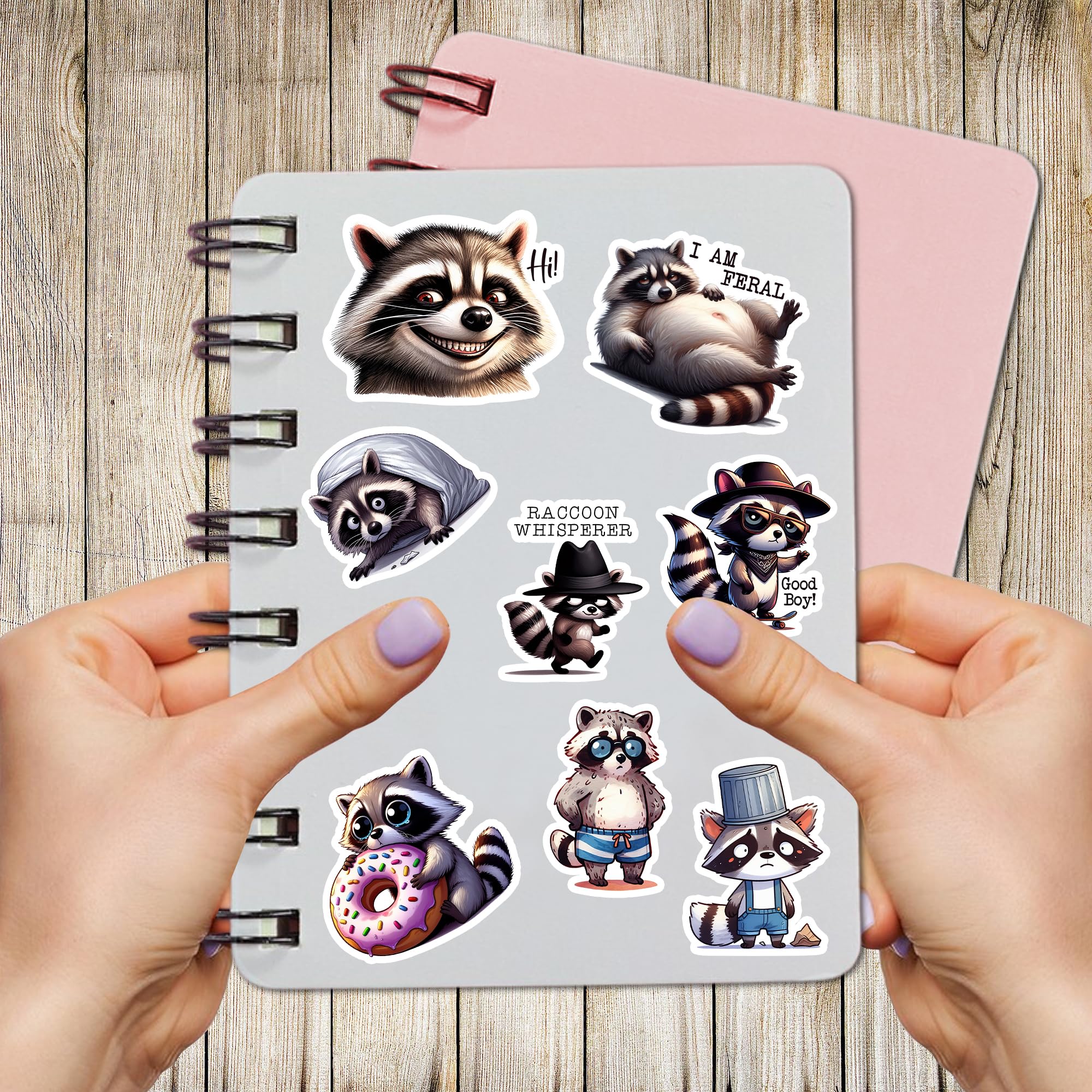 Plastic Repair Rods 50 Pcs Cute Raccoon Stickers - Waterproof Vinyl ...