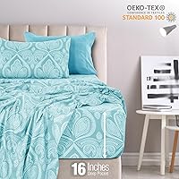 Vista 5 de LDC LUX Décor Colección - Juego de sábanas para cama de tamaño individual con estampado de cachemira – 4 piezas de sábanas de microfibra ultra