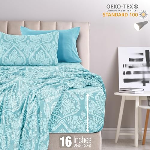 Miniatura 4 de LDC Lux Decor Collection - Juego de sábanas de 4piezas de microfibra cepillada alta ozyd, fundas, bolsillo de sábana de hasta 16pulgadas de