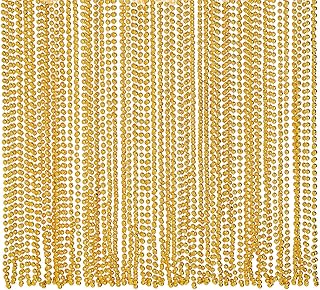 Fun Express Gold Metallic Bead Necklaces - Bulk Set of 48 - Mardi Gras and Party Supplies