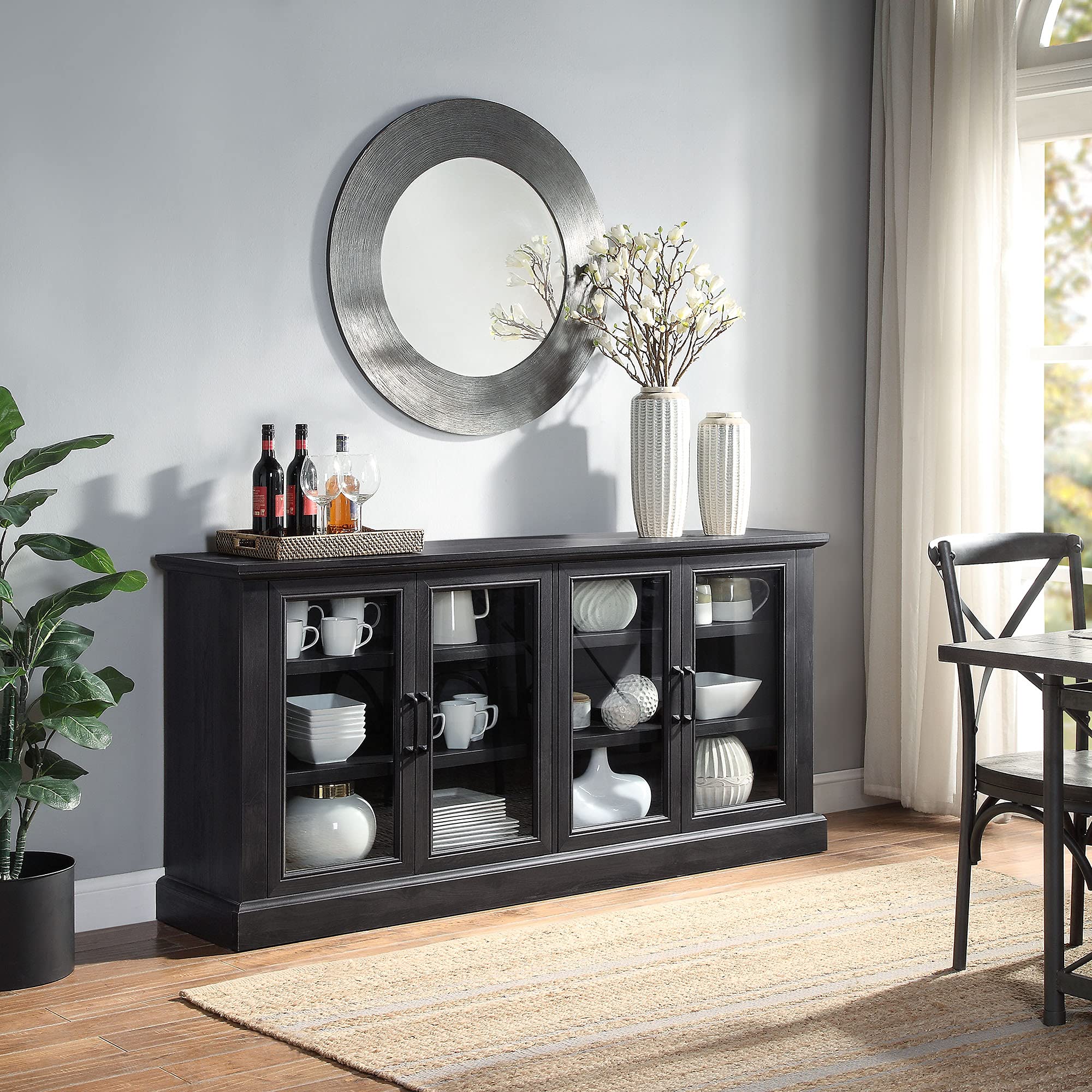 BELLEZE Modern 70 Inch Farmhouse Wood Sideboard Buffet Entertainment