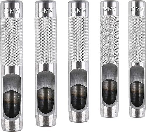 Paquete de 5 perforadores de cuero para perforar agujeros redondos huecos, juego de perforadores huecos resistentes para correa de reloj, cuero,