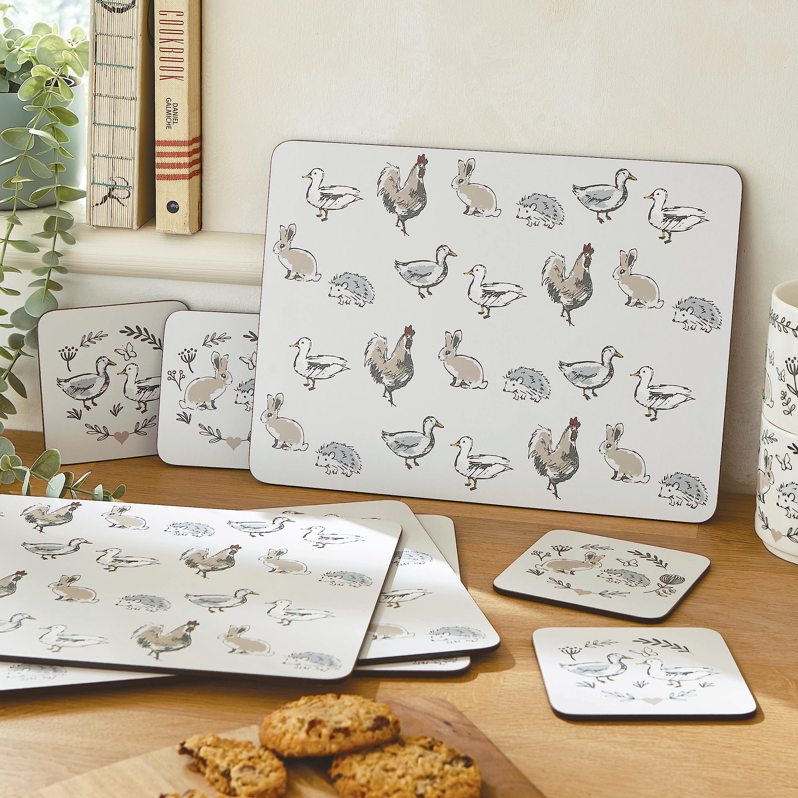 Cooksmart Confezione da 4 tovagliette all'americana | Tovagliette per tavolo con disegni britannici | Tovagliette per tutti i tipi di cucine – Woodland