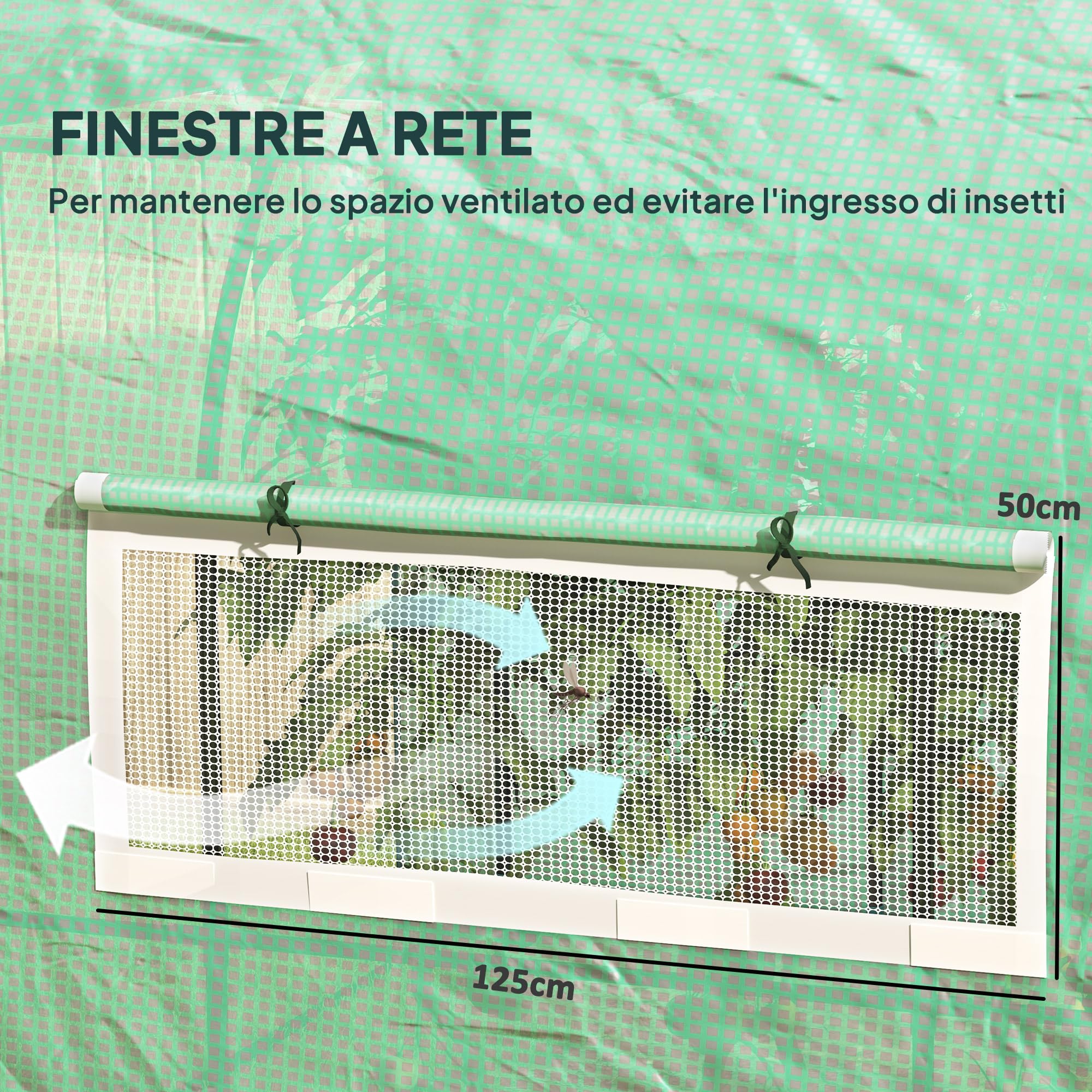 Outsunny Serra da Giardino a Tunnel 3x3x2 m con Porte e Finestre Avvolgibili, Serra per Orto con Struttura in Acciaio e Copertura PE, per Orto Verdure Fiori Frutta, Anti UV, Verde