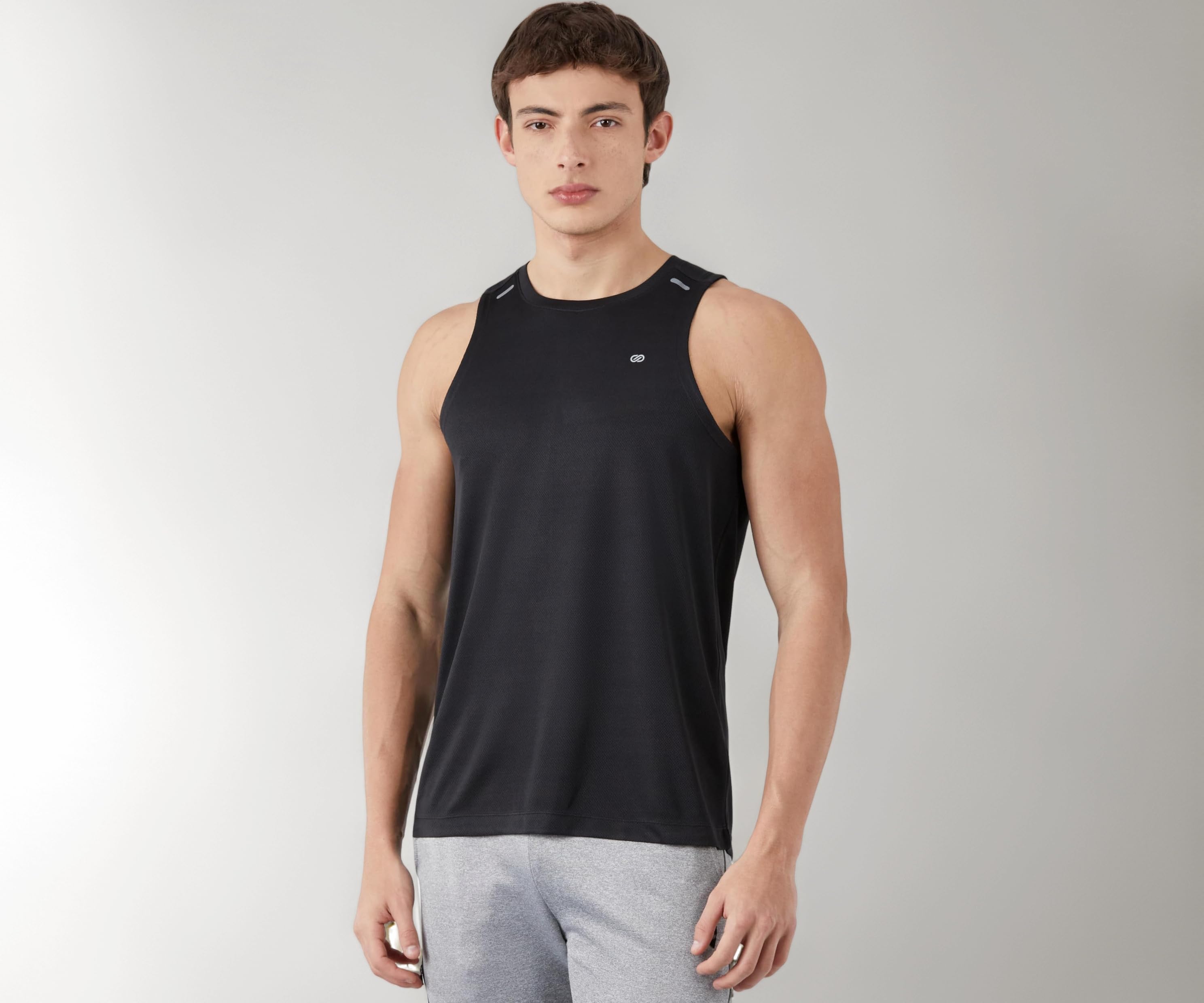 Amazon Brand - Symbol Men's Polyester Color Block Active Regular Fit Sports | Round Neck | Sleeveless T-Shirt