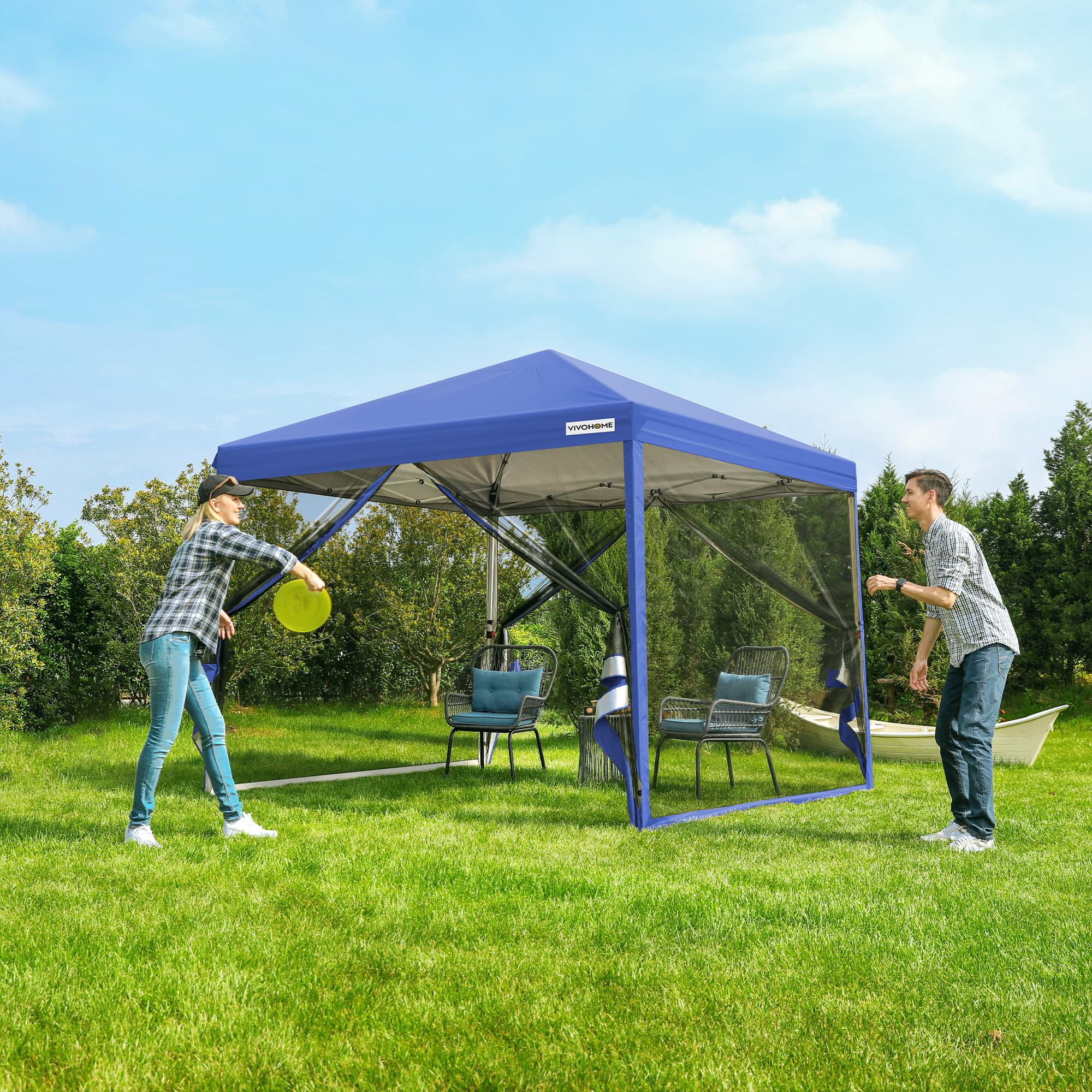 VIVOHOME Gazebo Pop-up Impermeabile 3x3m da Giardino Tenda Pieghevole con Struttura in Metallo Porte con Cerniera e Sacca di Trasporto per Campeggio Picnic e Feste all'Aperto